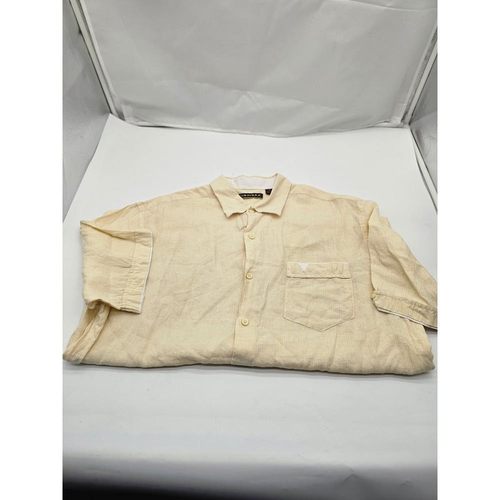 Cubavera Mens 100% Linen Short Sleeve Button Up Shirt Size XL